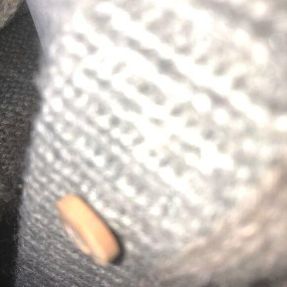 Vintage Wool Cardigan Womens Chunky Wooden Buttons Gray White Crew Neck Abstract - Picture 12 of 14